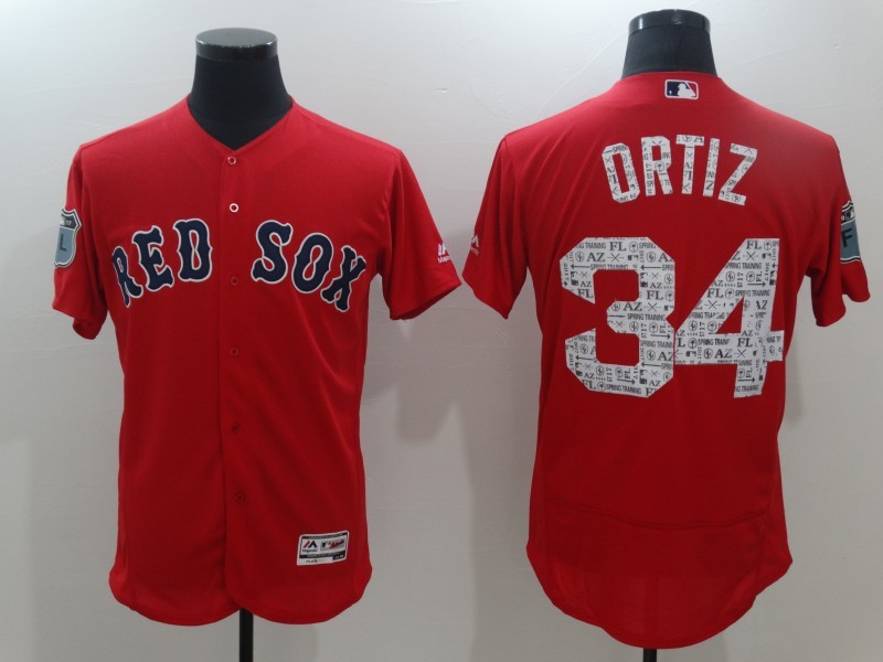 2017 MLB Boston Red Sox #34 Ortiz Red Jerseys->baltimore orioles->MLB Jersey
